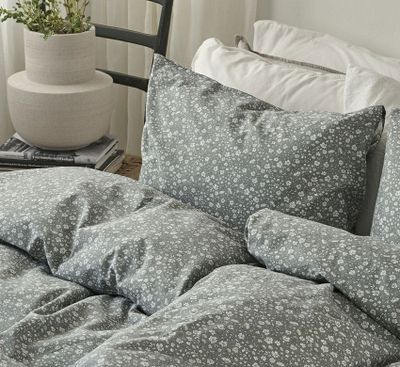 Rita Flower Grön Blommigt Bäddset Enkeltäcke 150x210 Borganäs of Sweden