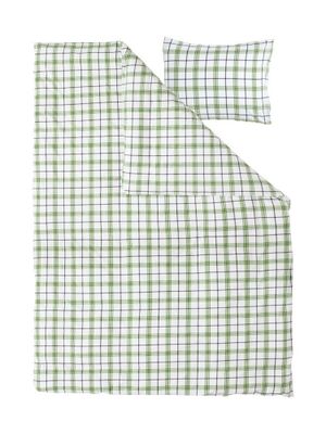 Fisketorp Grön Rutigt Garnfärgad Bäddset Enkeltäcke 150x210 Lord Nelson
