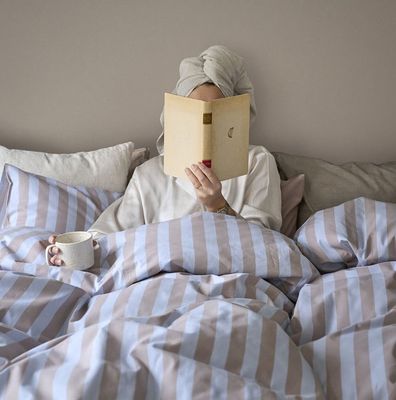 Sanna Multi Randigt Bäddset Enkeltäcke 150x210 Borganäs of Sweden