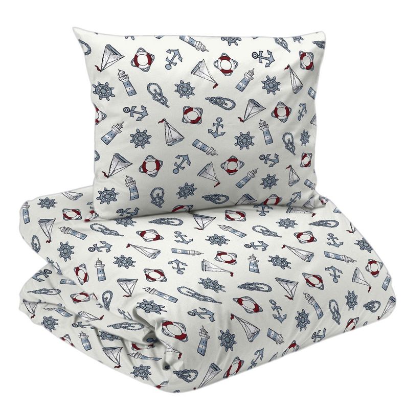 Maritim Vit Båtar Bäddset Enkeltäcke 150x210 Redlunds