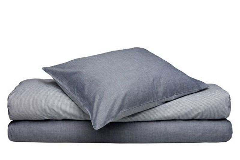 Runmarö Baby Randigt Chambray Marin/Vit Bäddset Barn 70x80 Classic Textile