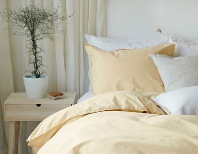 Enfärgat Gul Humble Bäddset Enkeltäcke 150x210 Borganäs of Sweden