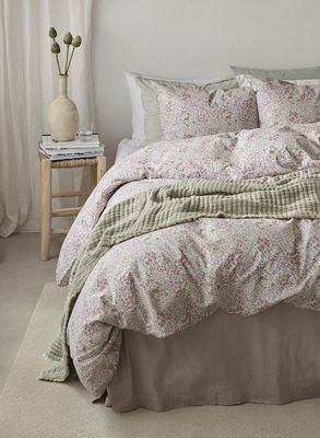 Floret Sand Blommigt Bäddset Enkeltäcke 150x210 Borganäs of Sweden