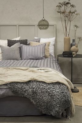 Hotell Satin Ljusgrå Bäddset Enkeltäcke 150x210 Borganäs of Sweden