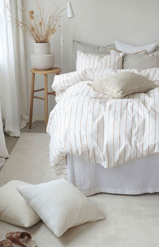 Saga Rost Randigt Bäddset Enkeltäcke 150x210 Borganäs of Sweden