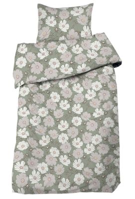 Thea Grön Blommigt Bäddset Enkeltäcke 150x210 Redlunds
