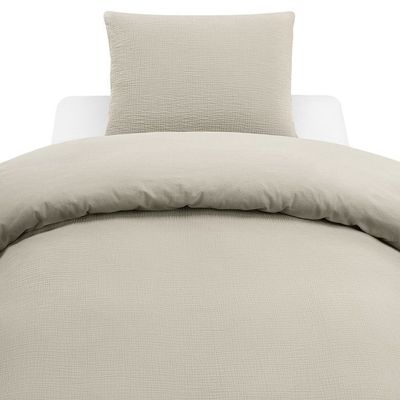 Enfärgat Beige Rolling Bäddset Enkeltäcke 150x210 Borganäs of Sweden