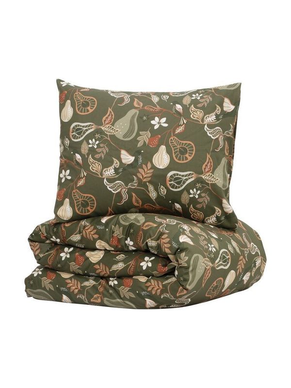 Bandene Grön Satin Bäddset Enkeltäcke 150x210 Kosta Linnewäfveri