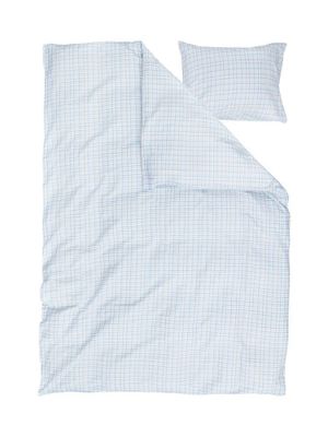 Dalskog Seersucker Blå Rutigt Bäckebölja Bäddset Enkeltäcke 150x210 Kosta Linnewäfveri