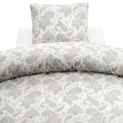 Tilly Grå Paisley Bäddset Enkeltäcke 150x210 Borganäs of Sweden