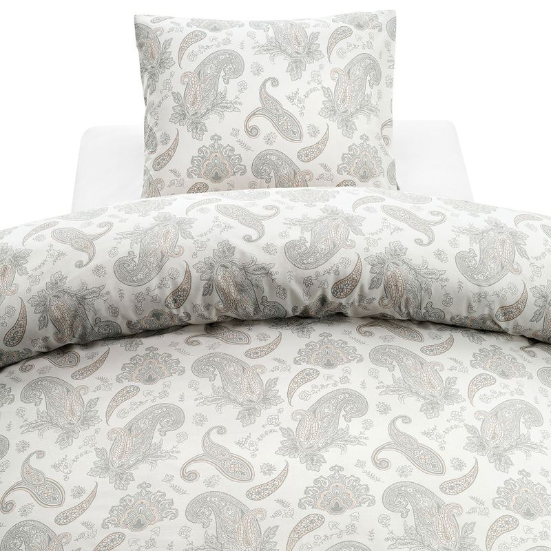 Tilly Grå Paisley Bäddset Enkeltäcke 150x210 Borganäs of Sweden