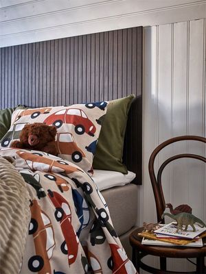 Bilar Retro/Beige Barn Bäddset Enkeltäcke 150x210 Redlunds