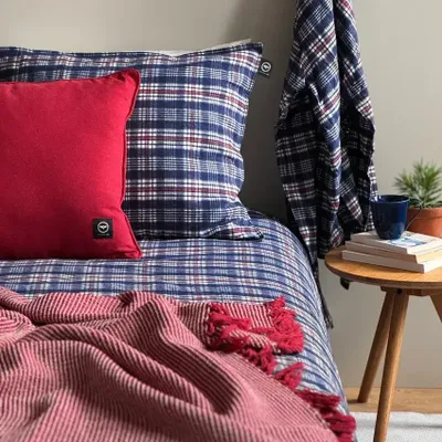 Pyjamas Flanell Rutigt Mörkblå/Vit Recycled by Wille