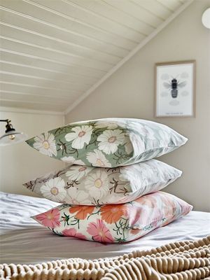 Thea Beige Blommigt Bäddset Enkeltäcke 150x210 Redlunds