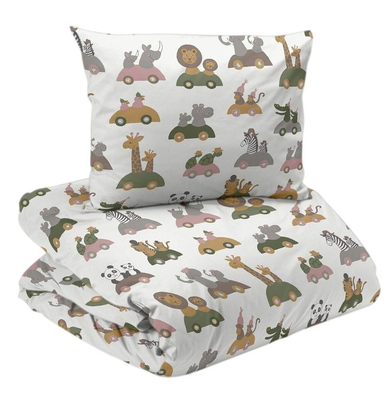 Utflykt Ecru/Rosa Söta Djur Barn Bäddset Enkeltäcke 150x210 Redlunds