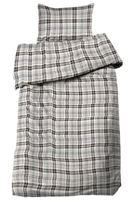Trysil Blå/Beige Flanell Bäddset Enkeltäcke 150x210 Redlunds