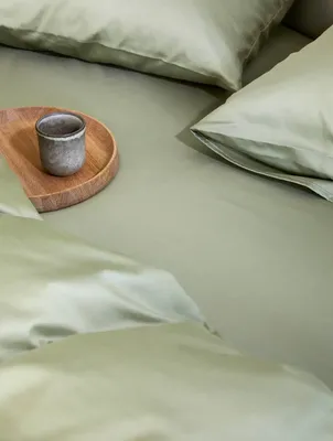 Harmoni Ljusgrön Satin Dra på lakan 180x200 Höie