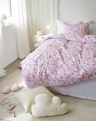 Enhörning Rosa Barn Bäddset Enkeltäcke 150x210 Borganäs of Sweden