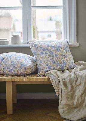 Bella Blå Blommigt Bäddset Enkeltäcke 150x210 Borganäs of Sweden