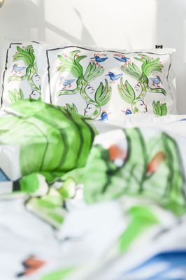 Fågelsång Satin Bäddset Enkeltäcke 150x210 Kosta Linnewäfveri