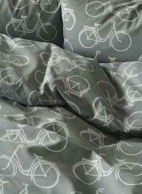 Cykel Grön Bäddset Enkeltäcke 150x210 Borganäs of Sweden