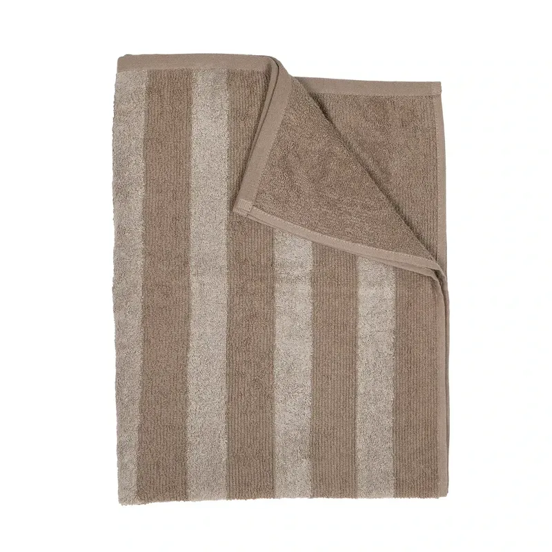 Stripe Frotté Beige Badrumshandduk Fondaco