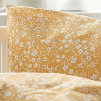 Hedda Gul Småblommigt Bäddset Spjälsäng 100x130 Borganäs of Sweden