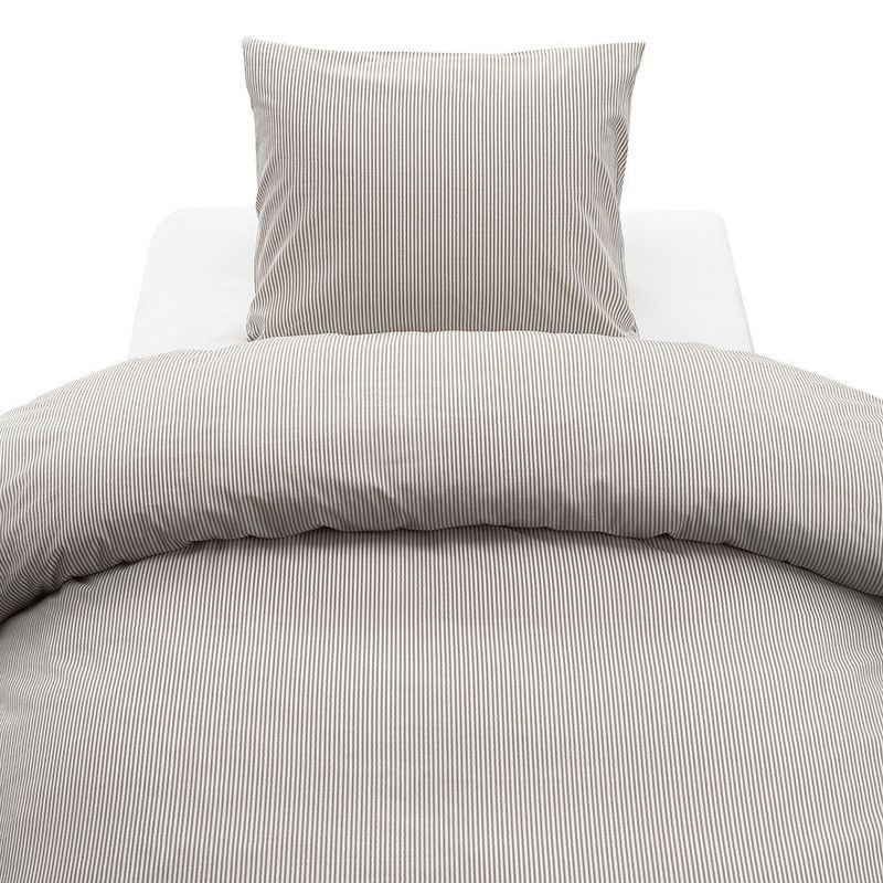 Thelma Brun Randigt Bäddset Enkeltäcke 150x210 Borganäs of Sweden