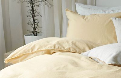 Enfärgat Gul Humble Bäddset Dubbeltäcke 220x210 Borganäs of Sweden