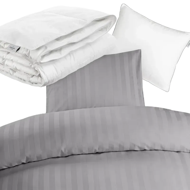 Hotellpaket Grå Standard - Täcke, kudde och bäddset