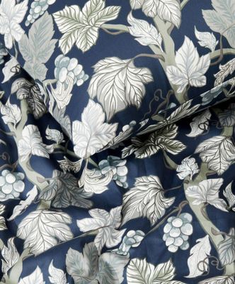 Hult Blommor Marinblå Satin Bäddset Enkeltäcke 150x210 Kosta Linnewäfveri