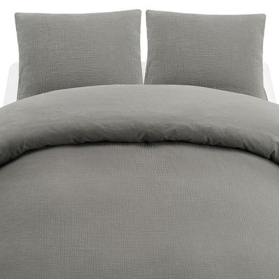 Enfärgat Grå Rolling Bäddset Dubbeltäcke 220x210 Borganäs of Sweden