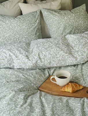 Garden Grön Blad Bäddset Enkeltäcke 150x210 Borganäs of Sweden