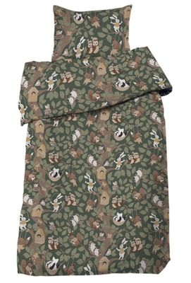 Skogsliv Söta Djur Grön Barn Bäddset Enkeltäcke 150x210 Redlunds