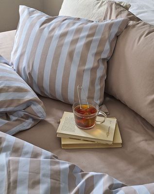 Sanna Multi Randigt Bäddset Enkeltäcke 150x210 Borganäs of Sweden