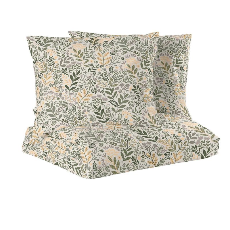 Hage Gul/Grön Blommigt Bäddset Dubbeltäcke 220x210 Redlunds