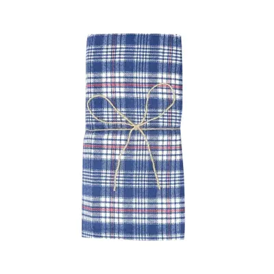 Lycksele Flanell Rutigt Mörkblå Bäddset Enkeltäcke 150x210 Recycled by Wille