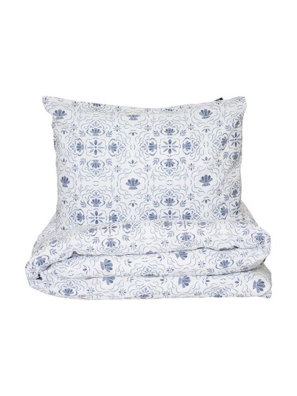 Torgestad Blå Bäddset Enkeltäcke 150x210 Kosta Linnewäfveri