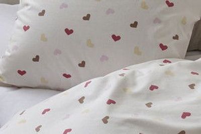 Hjärtrud Beige Bäddset Enkeltäcke 150x210 Borganäs of Sweden