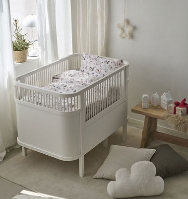 Fingal Jul Svampar Vit Barn Bäddset Spjälsäng 100x130 Borganäs of Sweden