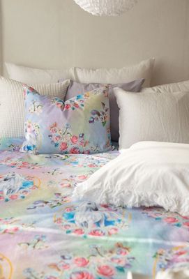 Spirit Rosa Enhörning Barn Bäddset Enkeltäcke 150x210 Borganäs of Sweden