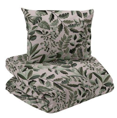 Theo Grön/Beige Bäddset Enkeltäcke 150x210 Redlunds