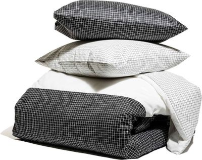 Ok Check Satin Bäddset Enkeltäcke 150x210 Kosta Linnewäfveri