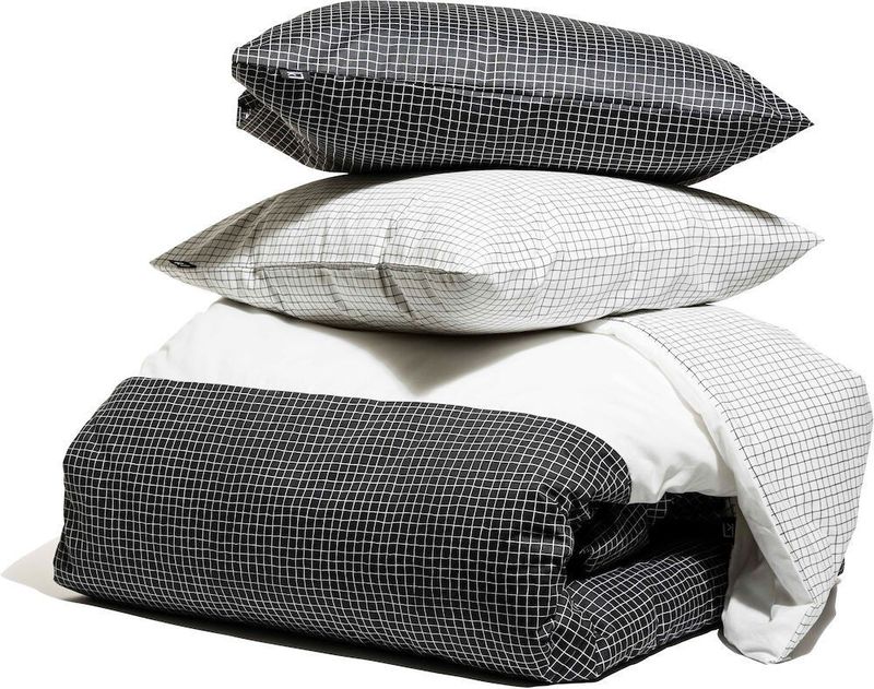 Ok Check Satin Bäddset Enkeltäcke 150x210 Kosta Linnewäfveri