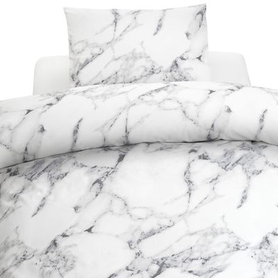 Marmor Vit Bäddset Enkeltäcke 150x210 Borganäs of Sweden