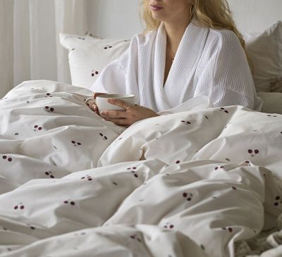 Körsbär Sand Frukt Bäddset Enkeltäcke 150x210 Borganäs of Sweden