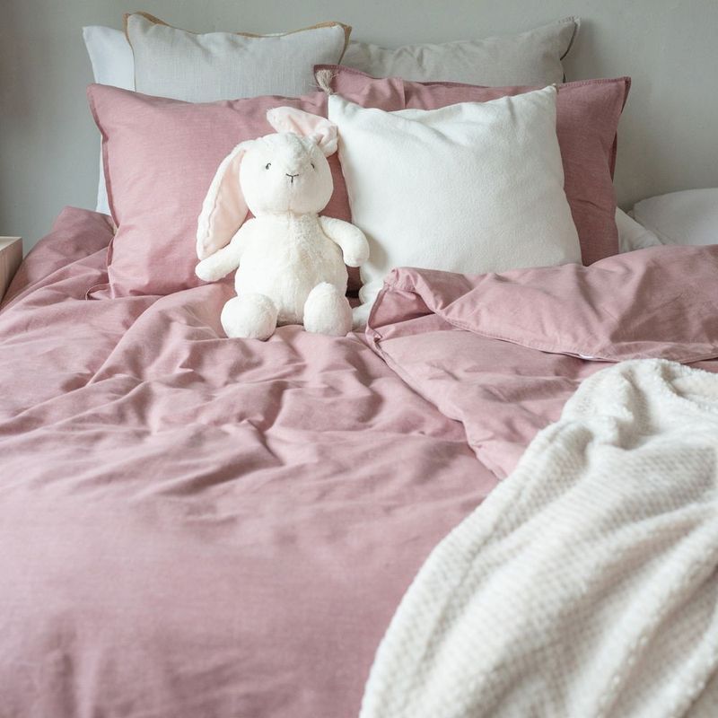 Enfärgat Rosa Washed Bäddset Enkeltäcke 150x210 Borganäs of Sweden