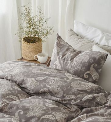 Tilly Sand Paisley Bäddset Enkeltäcke 150x210 Borganäs of Sweden