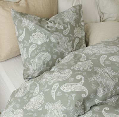 Tilly Grön Paisley Bäddset Enkeltäcke 150x210 Borganäs of Sweden