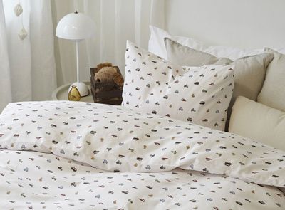 John Beige Bilar Barn Bäddset Enkeltäcke 150x210 Borganäs of Sweden